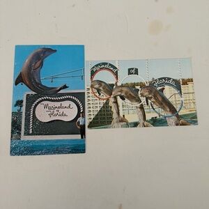 Pair Of Vintage Marineland Of Florida Postcards St. Augustine Bottlenose Dolphin